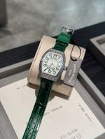 Franck Muller Vanguard V32 Imported Quartz Movement 32*42mm Diamond Green Leather Band Watch